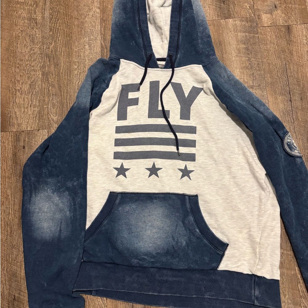 Navy Blue and Gray Men's Hoodie